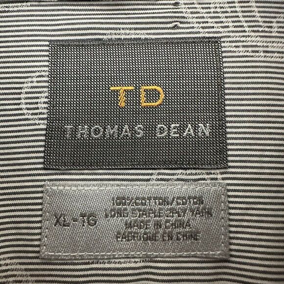 Thomas Dean Shirt Mens XL Grey Flip Cuff Paisley Long Sleeve Button Up Adult - Picture 2 of 5